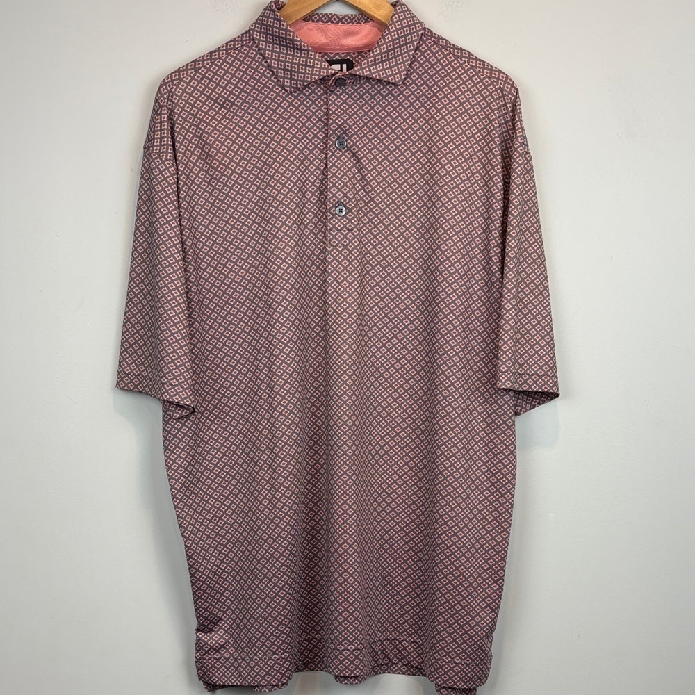 FootJoy Men's Geometric Polo Shirt - Burgundy and Black
